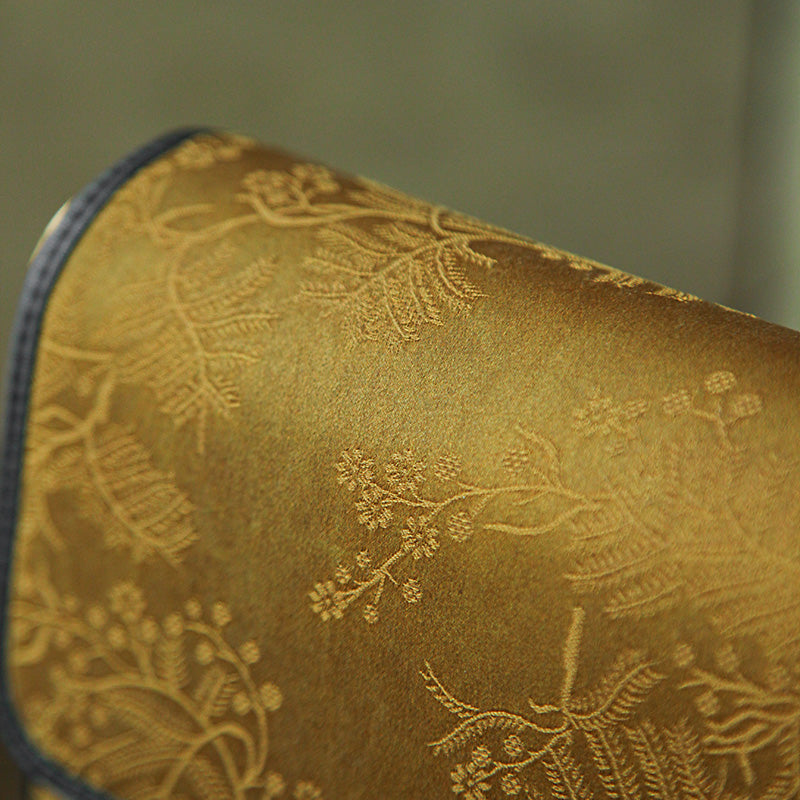 Xiangyunsha Silk Clutch Bag in Gold Chinoiserie with Detachable Strap