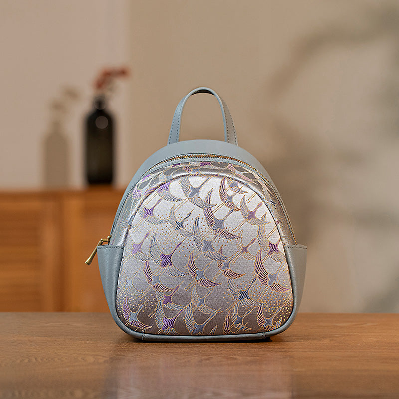 Sac à dos rétro décontracté en cuir de vachette pour femme
