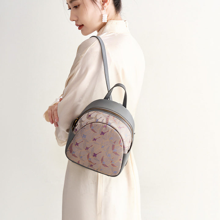 Sac à dos rétro décontracté en cuir de vachette pour femme