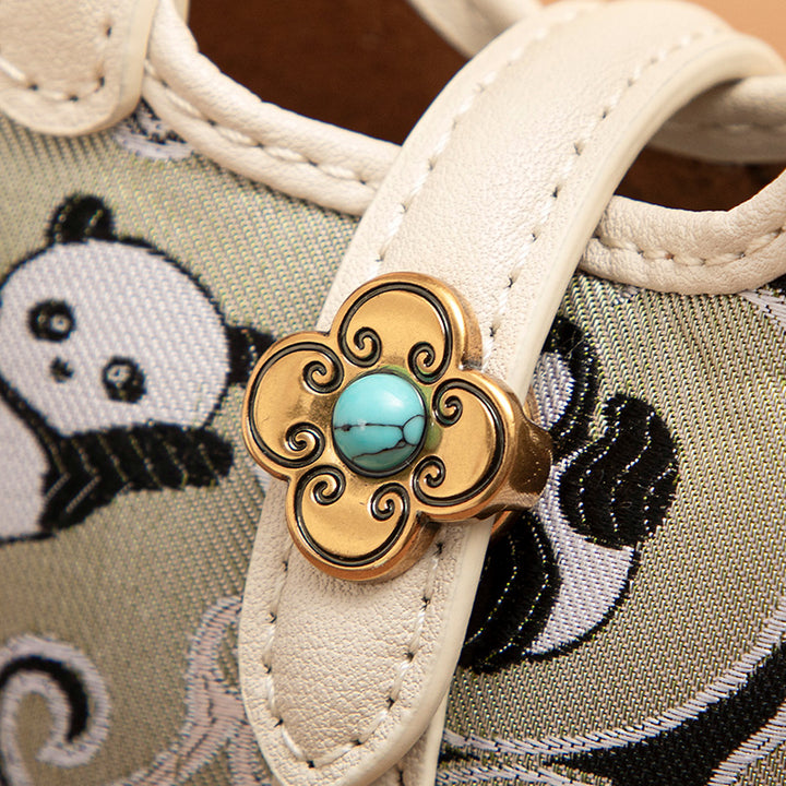 Panda Silk Mini Tote Bag Brocade Crossbody Chain Handbag Chinoiserie Top Handle Bag