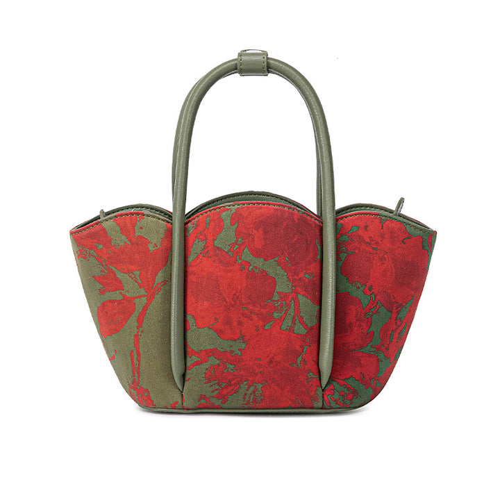 Chinoiserie Silk Mini Tote Bag Mulberry Silk Top Handle Handbag with Crossbody Strap