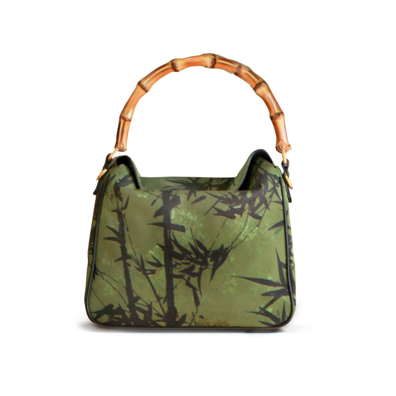 Heritage Mulberry Silk Bamboo Handle Bag Chinese Jacquard Top Handle Purse