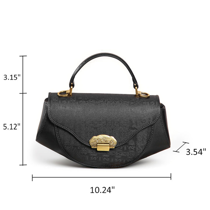 Fashion Style Mini Black Bag Cowhide Leather Mulberry Silk Design