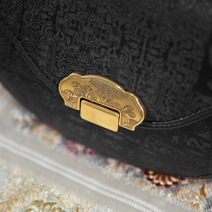 Fashion Style Mini Black Bag Cowhide Leather Mulberry Silk Design