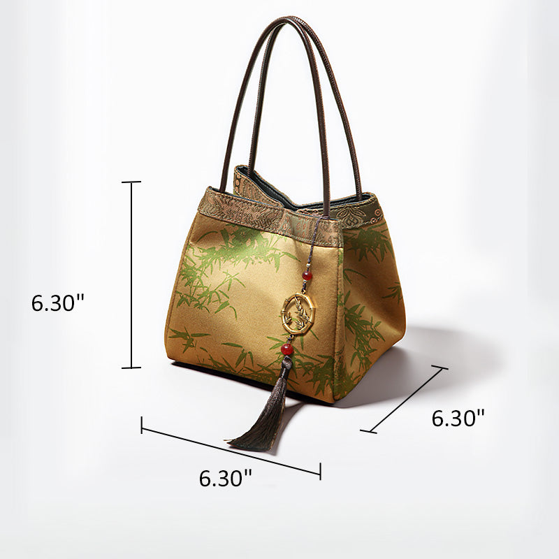 Mulberry Silk Small Handbag Small Leather Retro Brocade Silk Bag