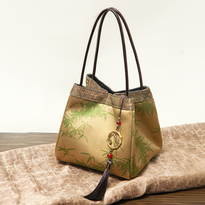 Mulberry Silk Small Handbag Small Leather Retro Brocade Silk Bag
