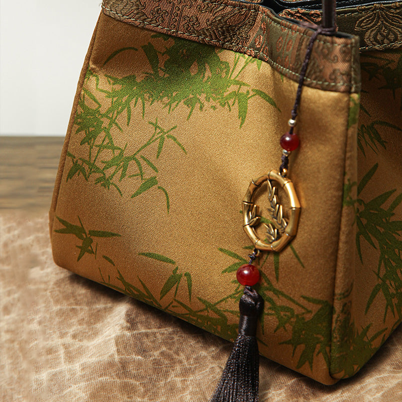 Mulberry Silk Small Handbag Small Leather Retro Brocade Silk Bag