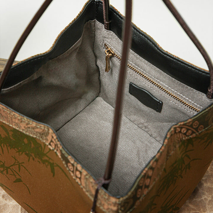 Mulberry Silk Small Handbag Small Leather Retro Brocade Silk Bag