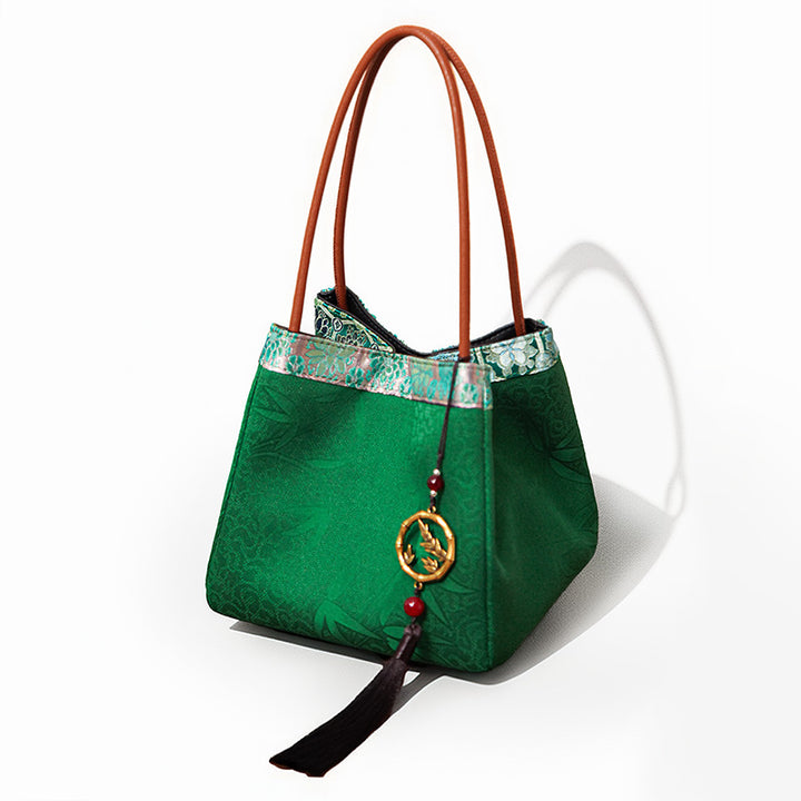 Mulberry Silk Small Handbag Small Leather Retro Brocade Silk Bag