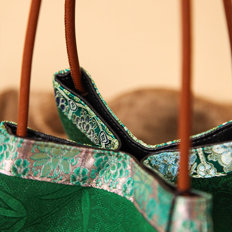 Mulberry Silk Small Handbag Small Leather Retro Brocade Silk Bag