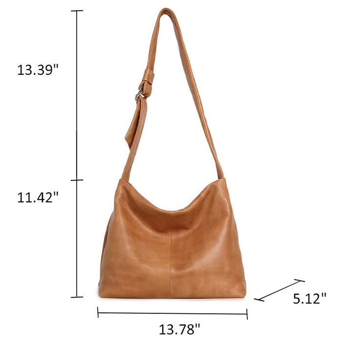 Top Grain Leather Hobo Bag Slouchy Shoulder Crossbody Bag for Women