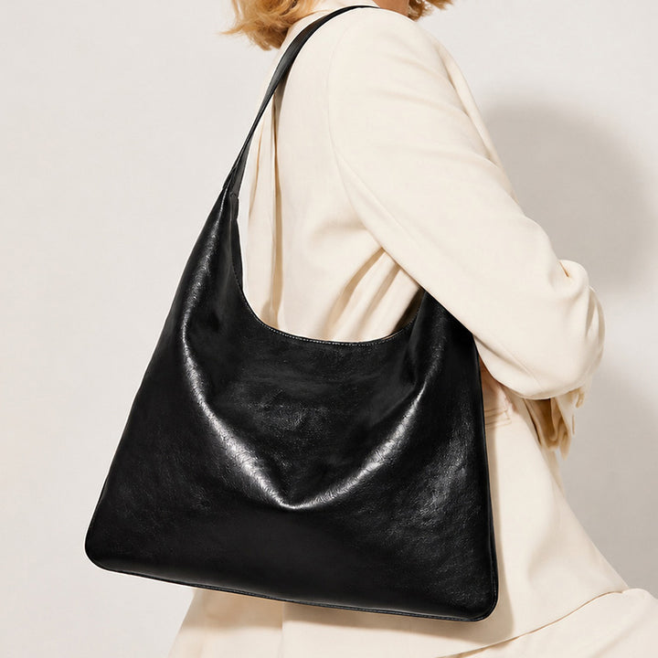 Vegetable Tanned Leather Hobo Bag Structured Shoulder Bag for Women