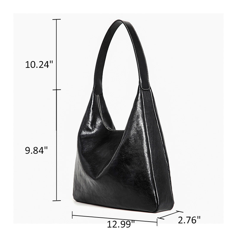 Vegetable Tanned Leather Hobo Bag Structured Shoulder Bag for Women