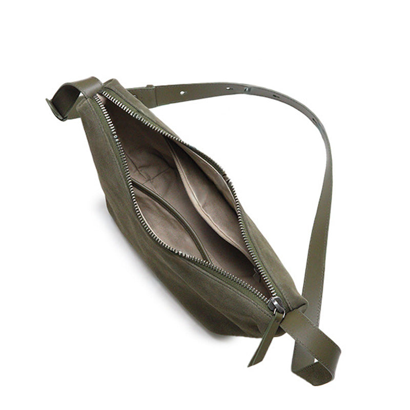 Nubuck Top Grain Leather Dumpling Bag Crossbody Shoulder Bag for Women