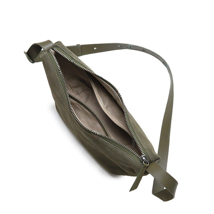 Nubuck Top Grain Leather Dumpling Bag Crossbody Shoulder Bag for Women