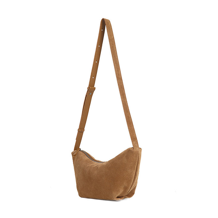 Nubuck Top Grain Leather Dumpling Bag Crossbody Shoulder Bag for Women