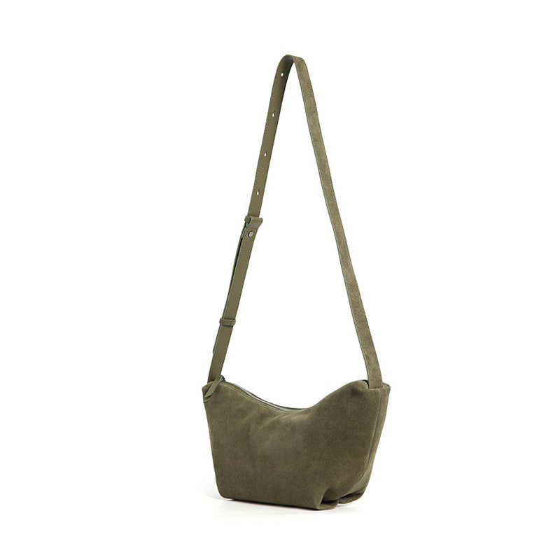 Nubuck Top Grain Leather Dumpling Bag Crossbody Shoulder Bag for Women