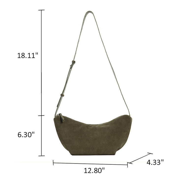 Nubuck Top Grain Leather Dumpling Bag Crossbody Shoulder Bag for Women