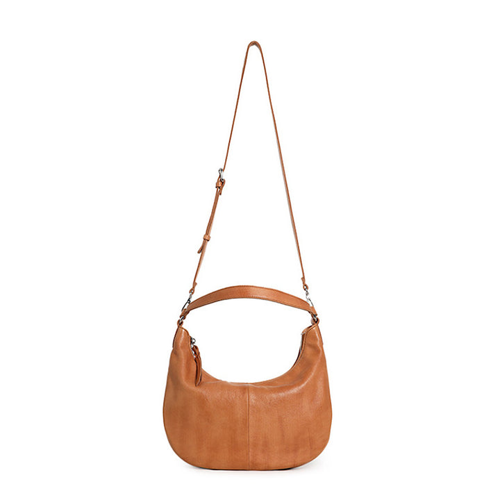 Water-Dyed Calfskin Leather Hobo Bag Multi-Pocket Work Shoulder Bag for Women
