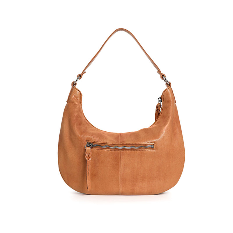 Water-Dyed Calfskin Leather Hobo Bag Multi-Pocket Work Shoulder Bag for Women