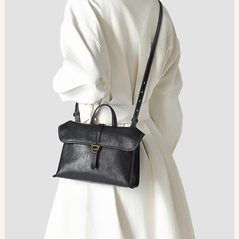 Leather Satchel Bag for Women Vegetable Tanned Structured Satchel Crossbody Work Bag
