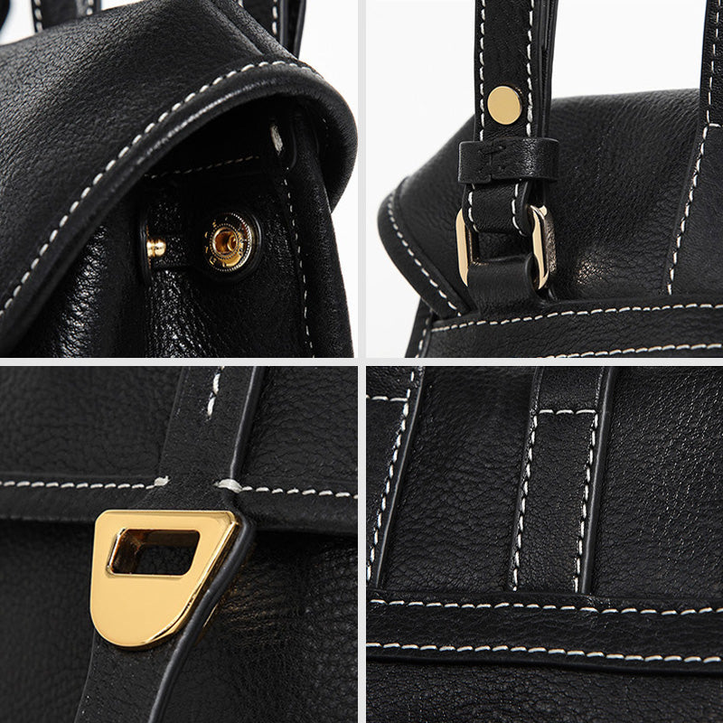 Leather Satchel Bag for Women Vegetable Tanned Structured Satchel Crossbody Work Bag