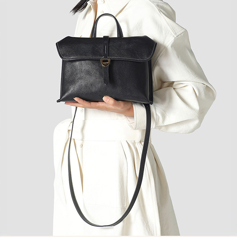 Leather Satchel Bag for Women Vegetable Tanned Structured Satchel Crossbody Work Bag