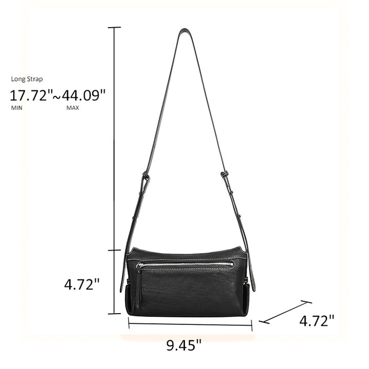 Small Black Leather Hobo Bag Slouchy Vegetable Tanned Shoulder Crossbody