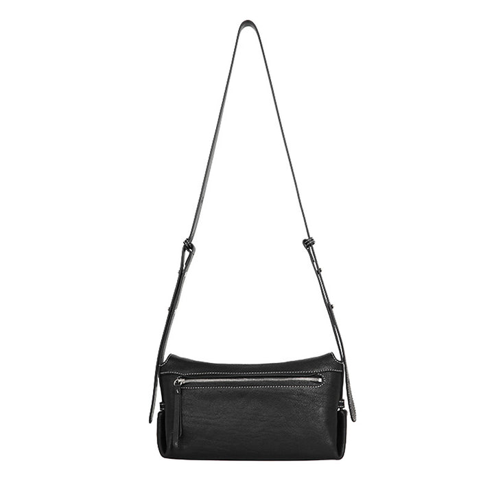 Small Black Leather Hobo Bag Slouchy Vegetable Tanned Shoulder Crossbody