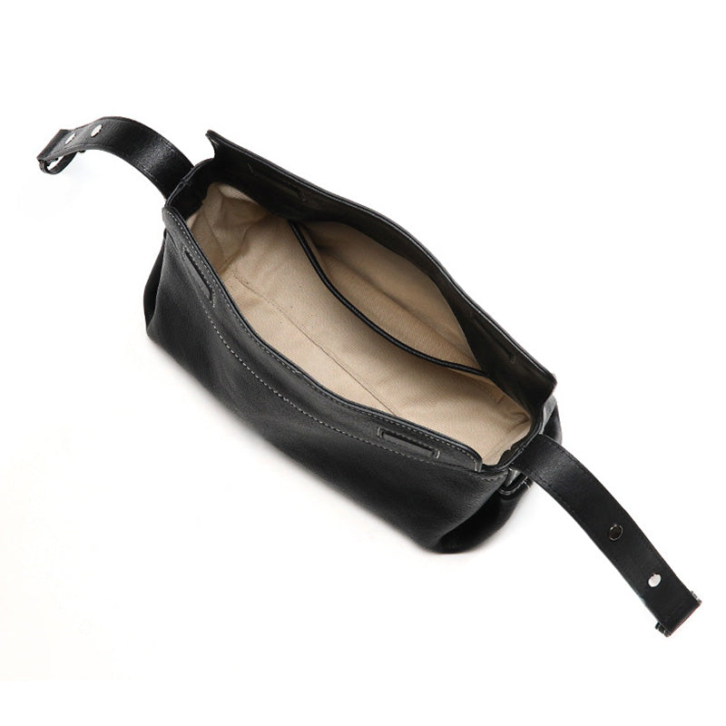 Small Black Leather Hobo Bag Slouchy Vegetable Tanned Shoulder Crossbody