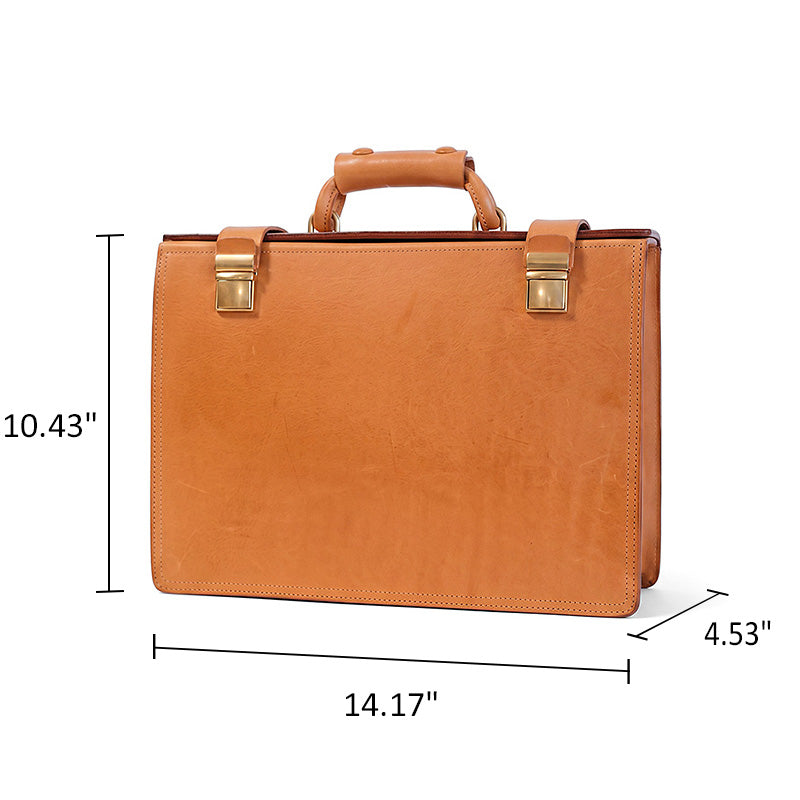 Vegetable Tanned Leather Briefcase Women&