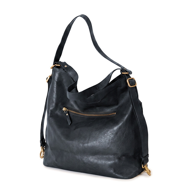 Vegetable Tanned Leather Convertible Backpack Shoulder Bag for Women