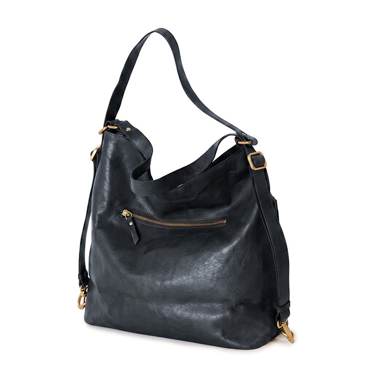 Vegetable Tanned Leather Convertible Backpack Shoulder Bag for Women