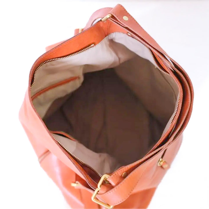 Vegetable Tanned Leather Convertible Backpack Shoulder Bag for Women