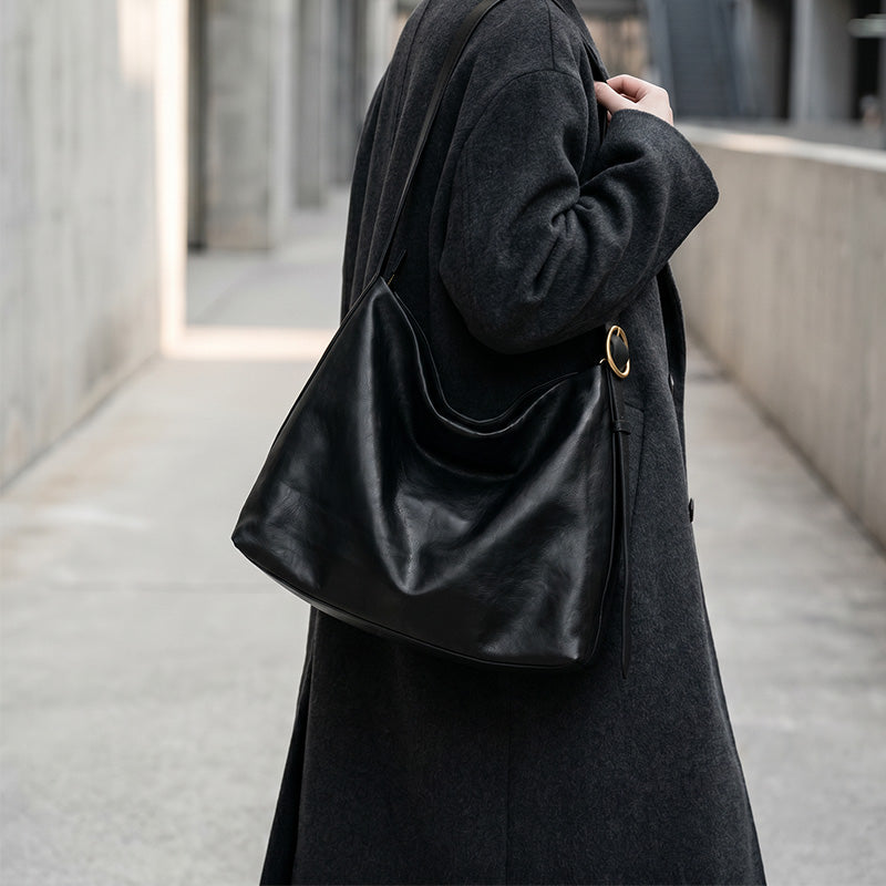 Sac fourre-tout polyvalent grande capacité en cuir de vachette tanné végétal