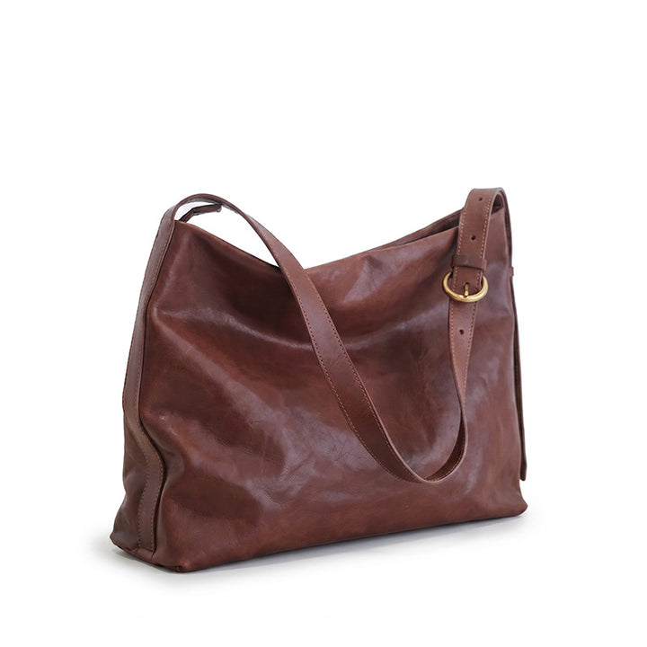 Sac fourre-tout polyvalent grande capacité en cuir de vachette tanné végétal
