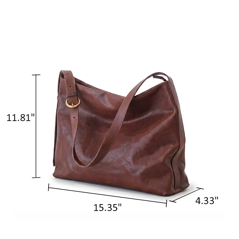 Leather Hobo Bag for Women Large Vegetable Tanned Slouchy Shoulder Bag