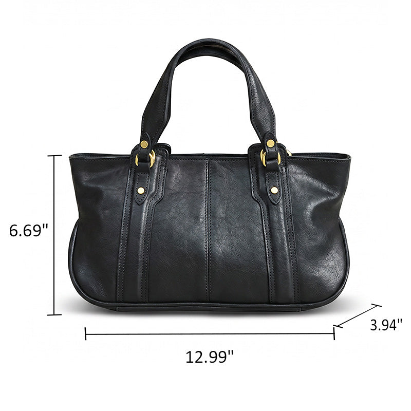 Vegetable Tanned Leather Top Handle Bag Structured Satchel with Crossbody Strap