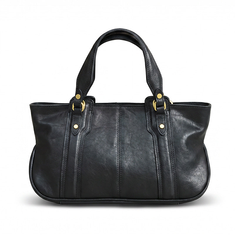 Vegetable Tanned Leather Top Handle Bag Structured Satchel with Crossbody Strap