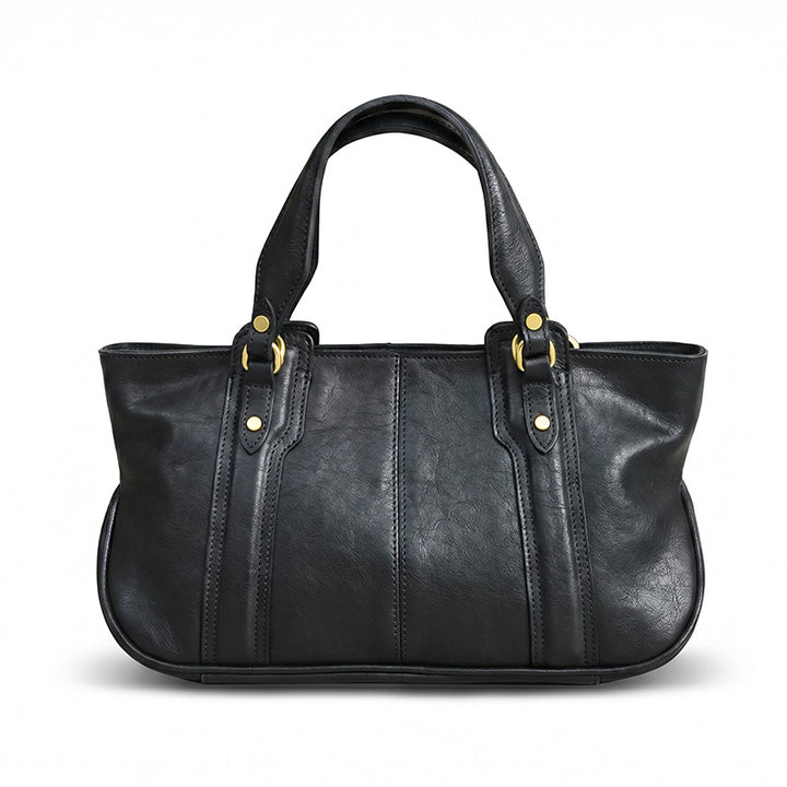 Vegetable Tanned Leather Top Handle Bag Structured Satchel with Crossbody Strap
