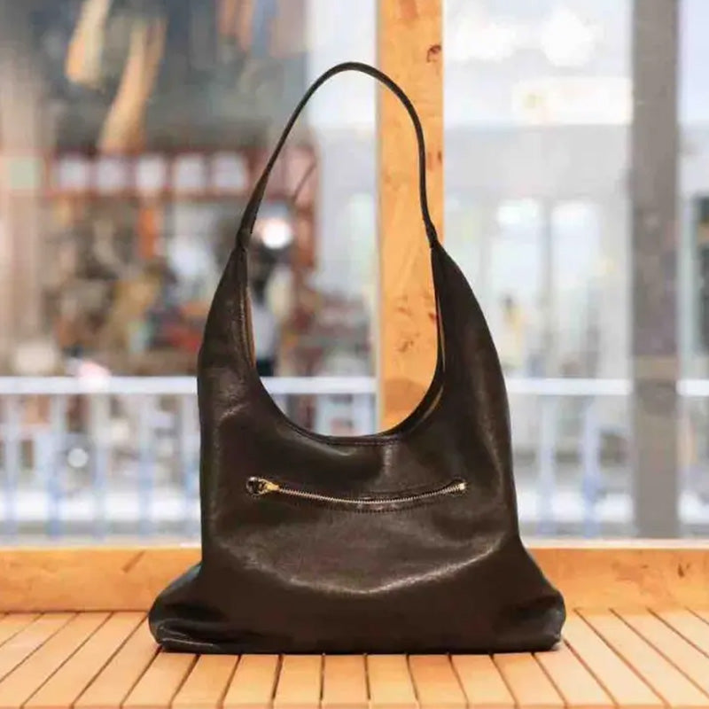 Vegetable Tanned Leather Hobo Bag Large Slouchy Shoulder Bag with Magnetic Closure