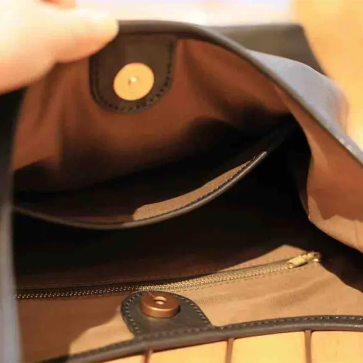 Vegetable Tanned Leather Hobo Bag Large Slouchy Shoulder Bag with Magnetic Closure