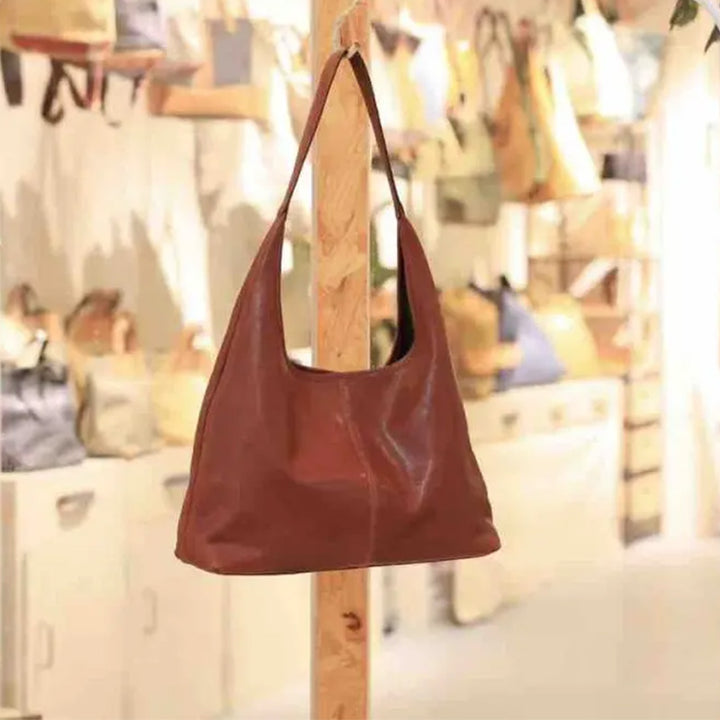Vegetable Tanned Leather Hobo Bag Large Slouchy Shoulder Bag with Magnetic Closure