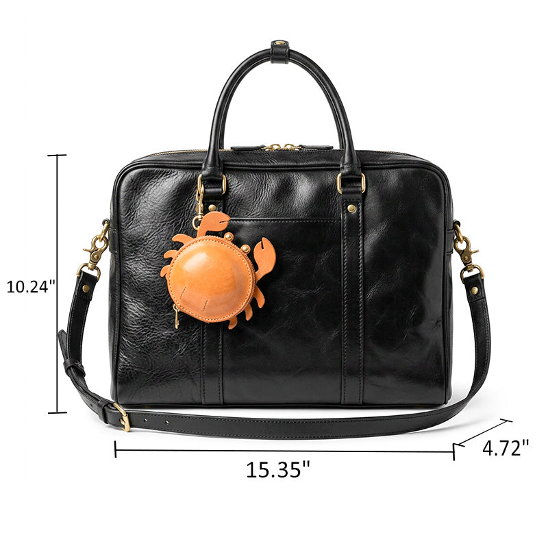 Vegetable Tanned Leather Top Handle Bag Weekender Travel Bag with Laptop Compartment