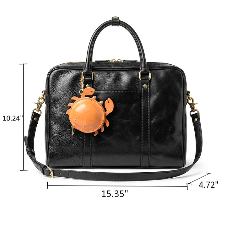 Vegetable Tanned Leather Top Handle Bag Weekender Travel Bag with Laptop Compartment