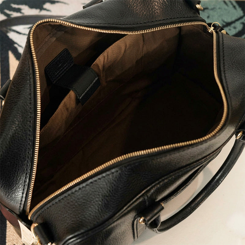 Vegetable Tanned Leather Top Handle Bag Weekender Travel Bag with Laptop Compartment