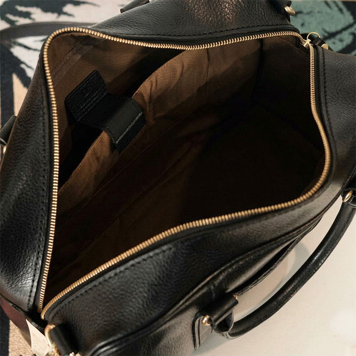 Vegetable Tanned Leather Top Handle Bag Weekender Travel Bag with Laptop Compartment