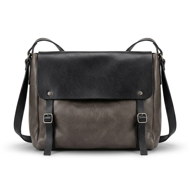 Vegetable Tanned Leather Messenger Bag Vintage Flap Crossbody Laptop Bag 13"