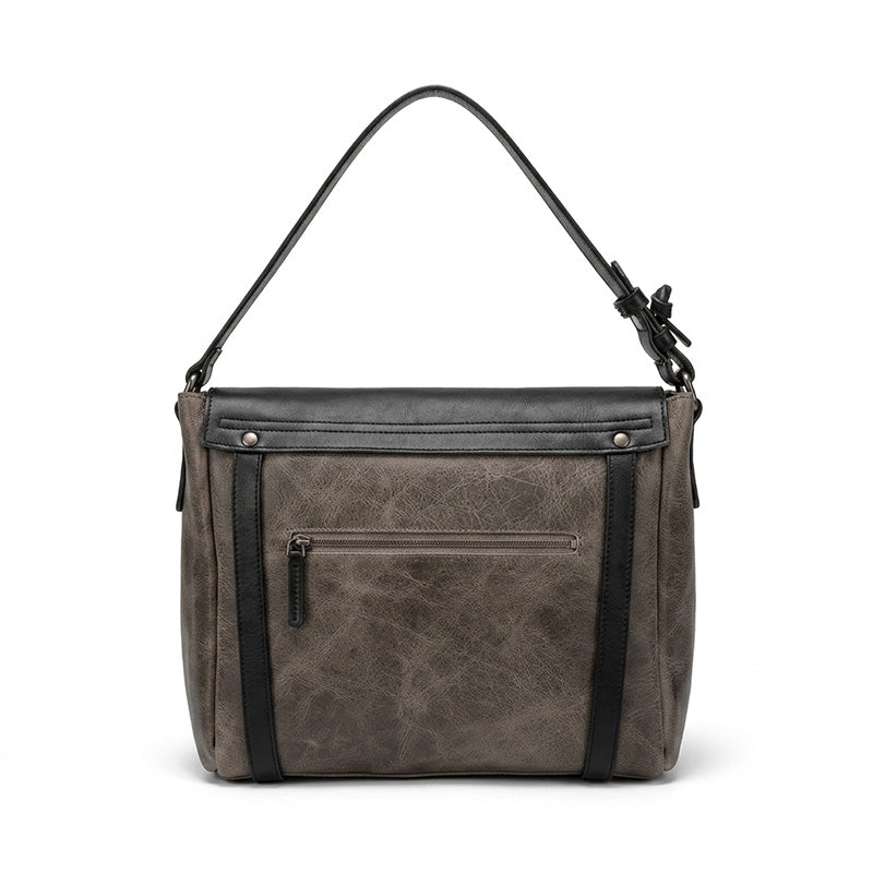 Vegetable Tanned Leather Messenger Bag Vintage Flap Crossbody Laptop Bag 13"