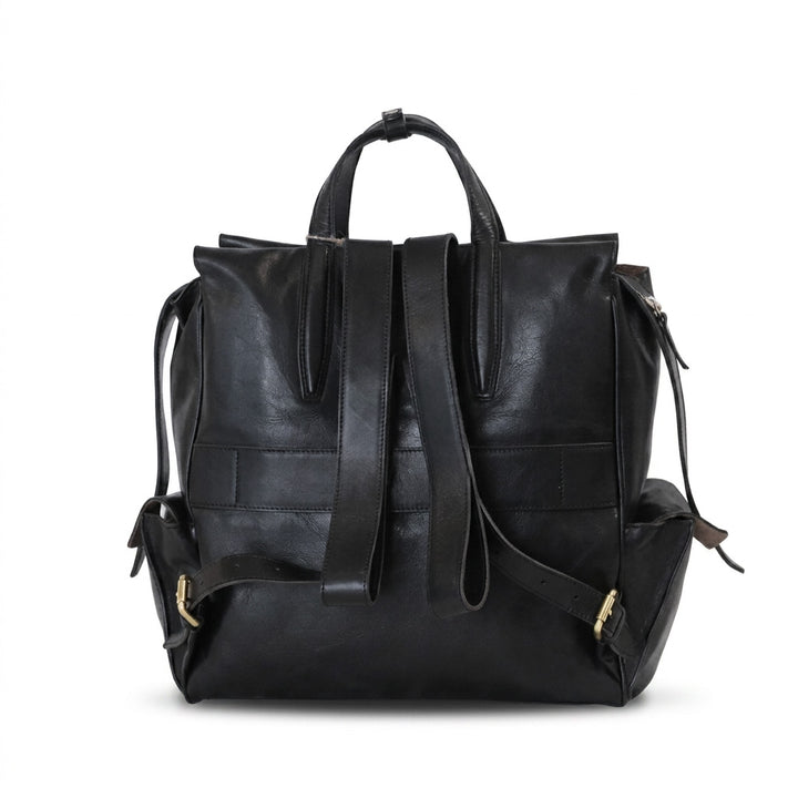 Vegetable Tanned Leather Backpack Large Top Handle Work Bag with Laptop Compartment